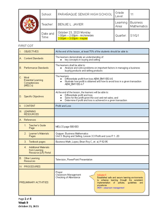 DLP DAY 3 - 4 - Business Math DLP - School: PARAÑAQUE SENIOR HIGH ...