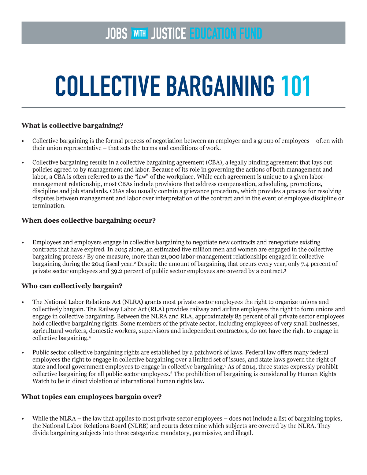 Collectivebargaining 101 COLLECTIVE BARGAINING 101 What is collective