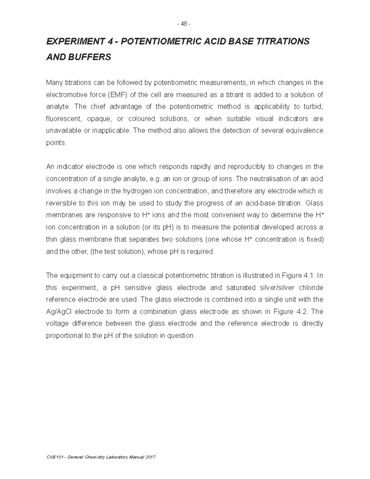 Titrations LEcture EXPERIMENT 4 POTENTIOMETRIC ACID BASE TITRATIONS AND BUFFERS Many Studocu