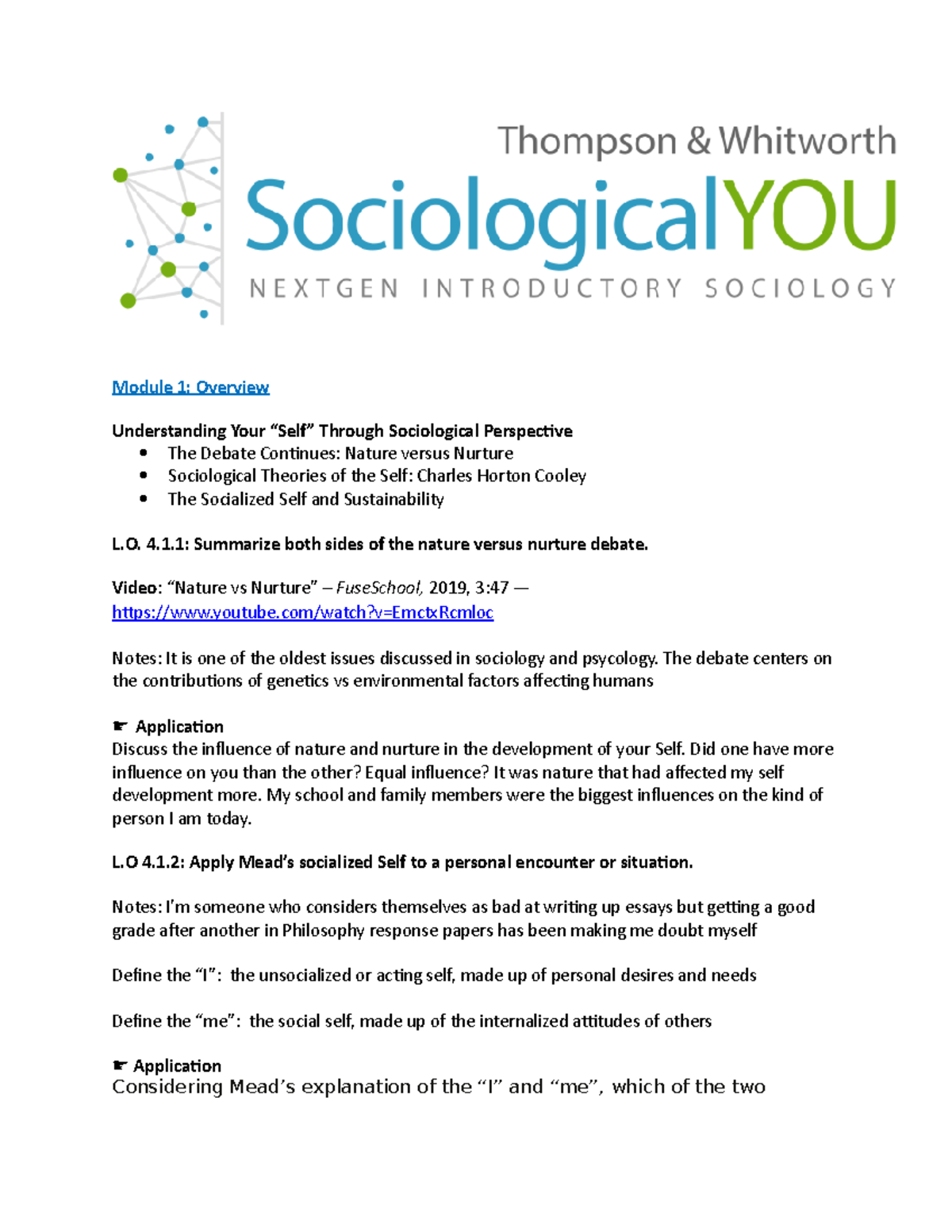 Chapter 4 Module 1 Socialization Notes - Module 1: Overview ...