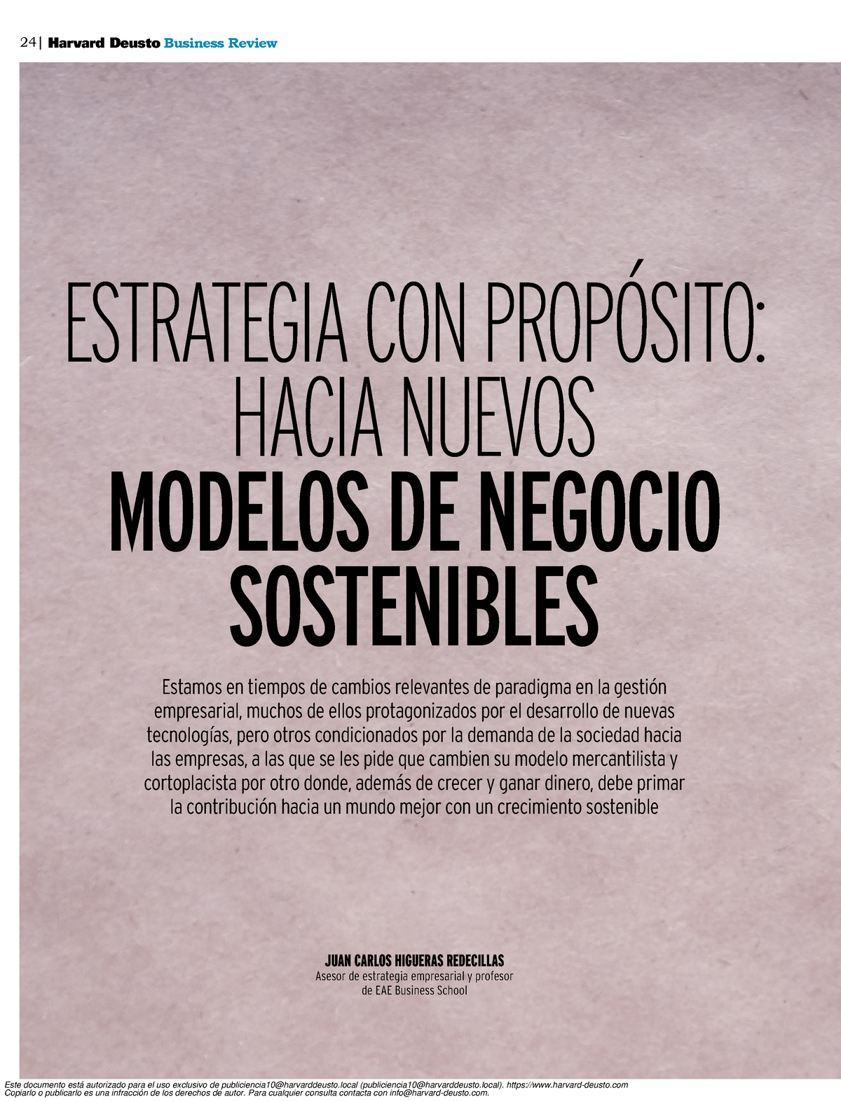 MR 1 Estrategia con propósito, Hacia nuevos modelos de negocio sostenibles  - 24|Harvard Deusto - Studocu
