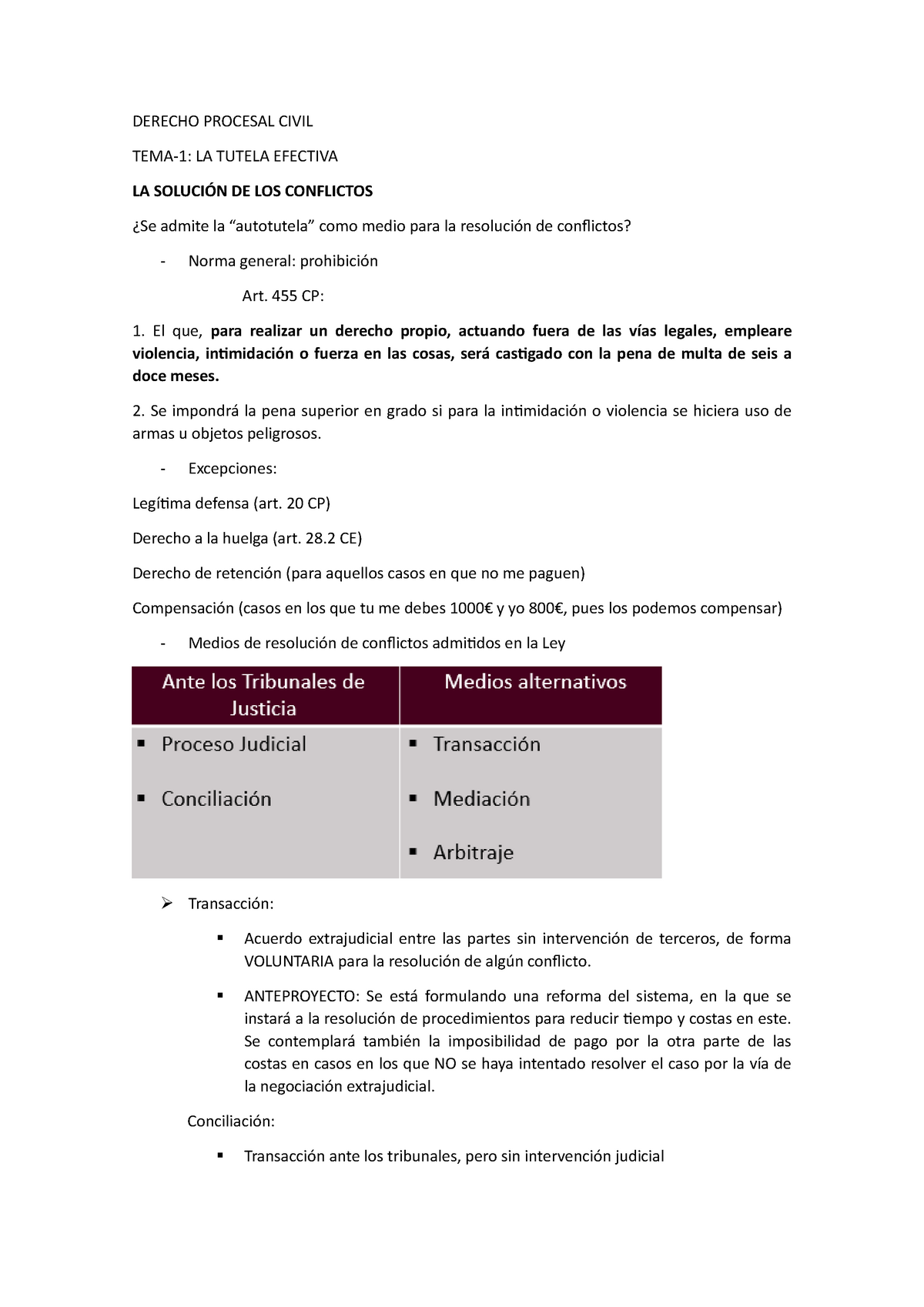 Derecho Procesal Civil Tema 1 Derecho Procesal Civil Tema 1 La Tutela Efectiva La SoluciÓn De 0844