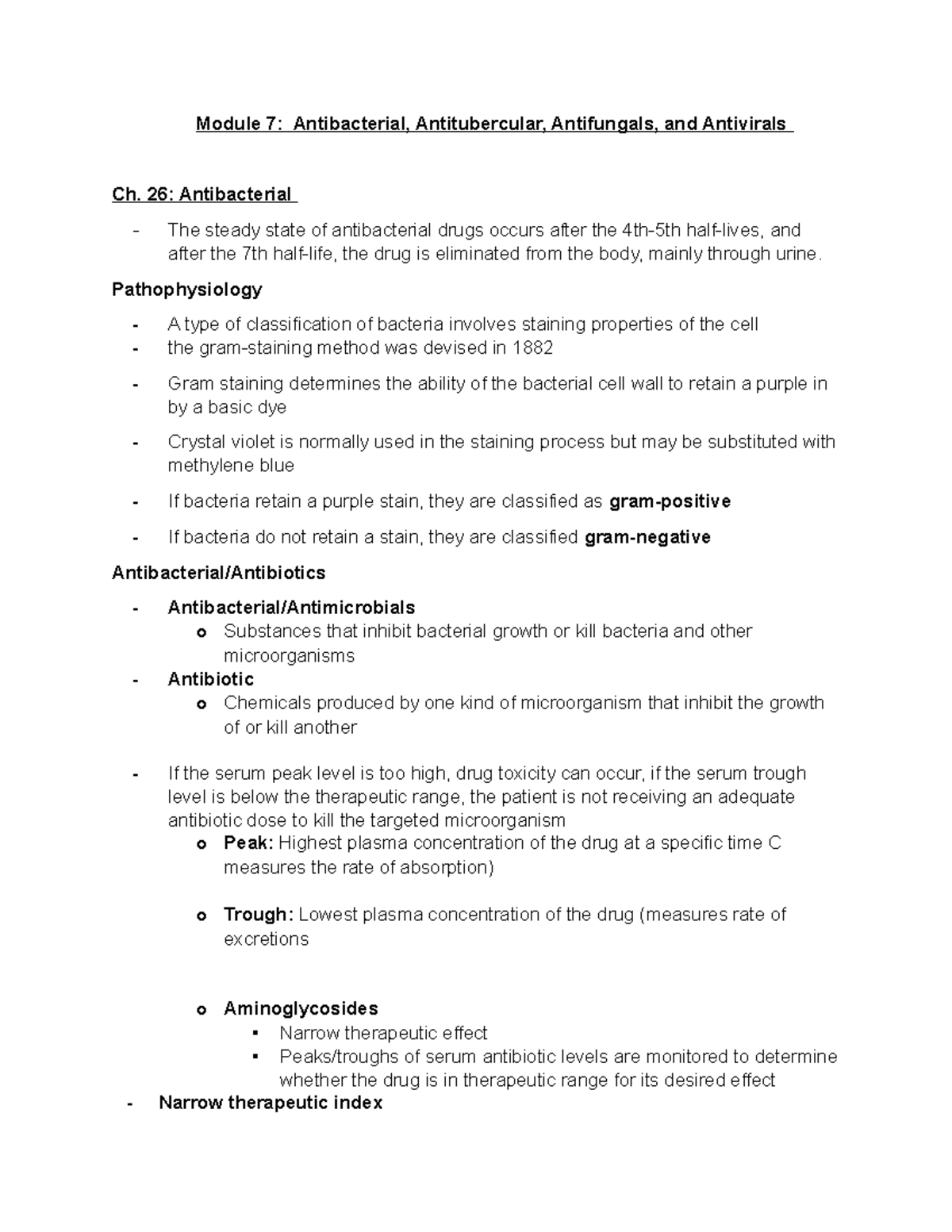 Pharm Module 7 Antibacterials, Antifungals, Antituberculars, Antivirals ...