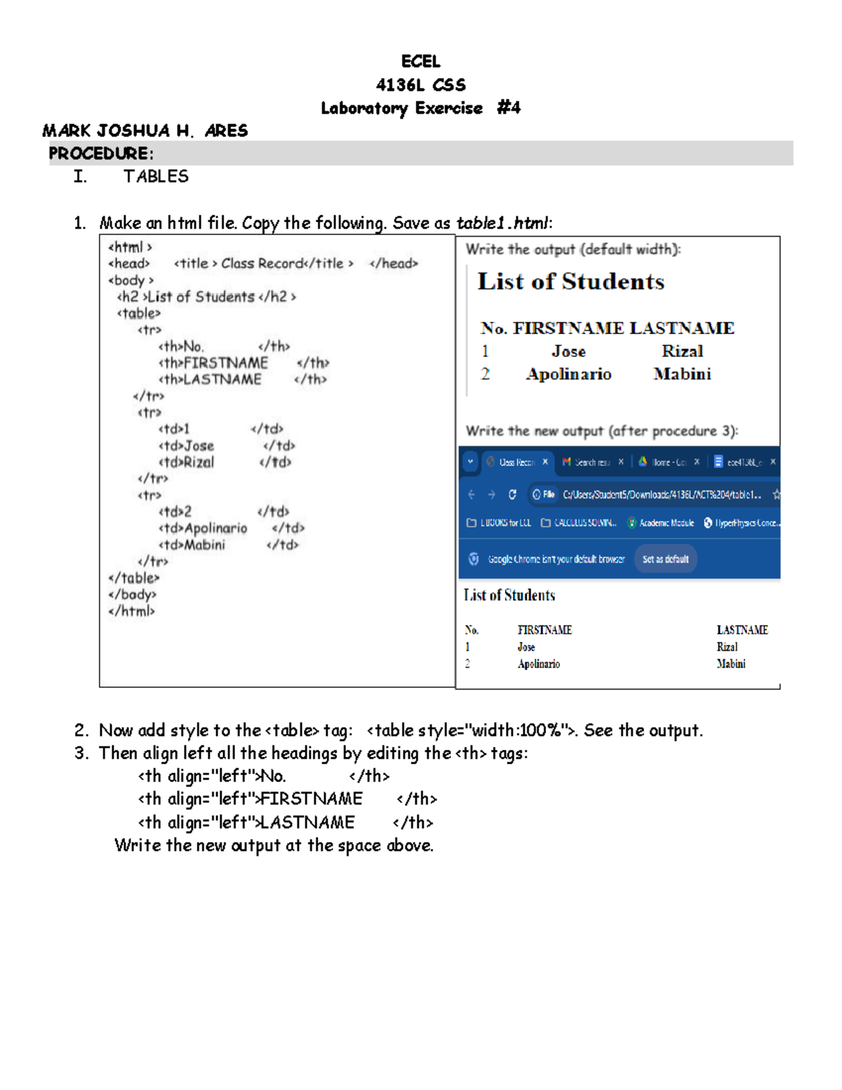 ECE4136L exer4 css - Notes on HTML - ECEL 4136L CSS Laboratory Exercise ...