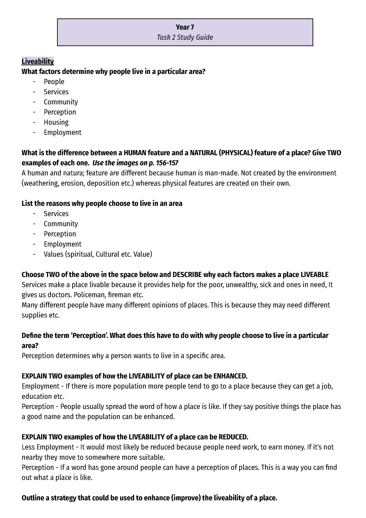 Geography Study Guide For Assessment 2 - Year 7 Task 2 Study Guide ...