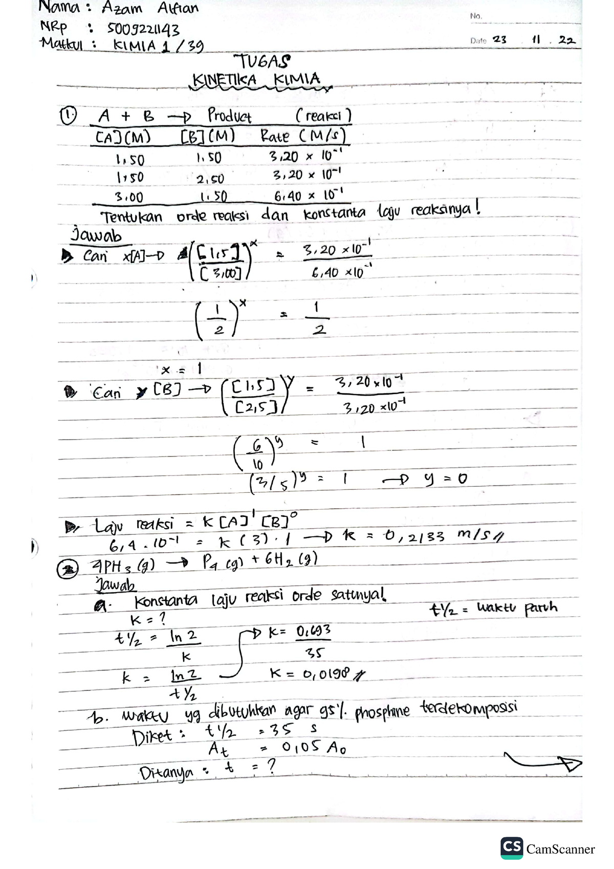 Tugas Kinetika Kimia - Chemistry Kinematics - CamScanner CamScanner ...