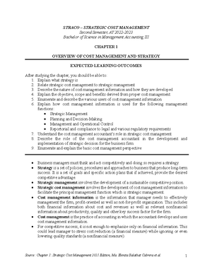 Cost Actg Chapter 1 - Management Accounting - Studocu