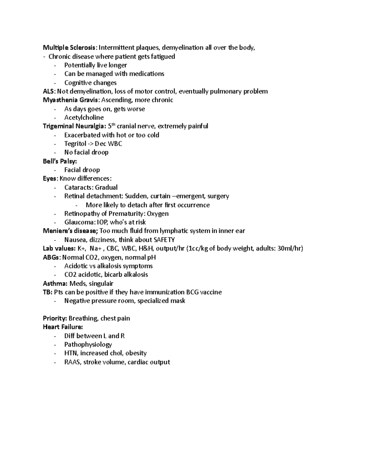 Study Guide - Outline - Multiple Sclerosis: Intermittent plaques ...