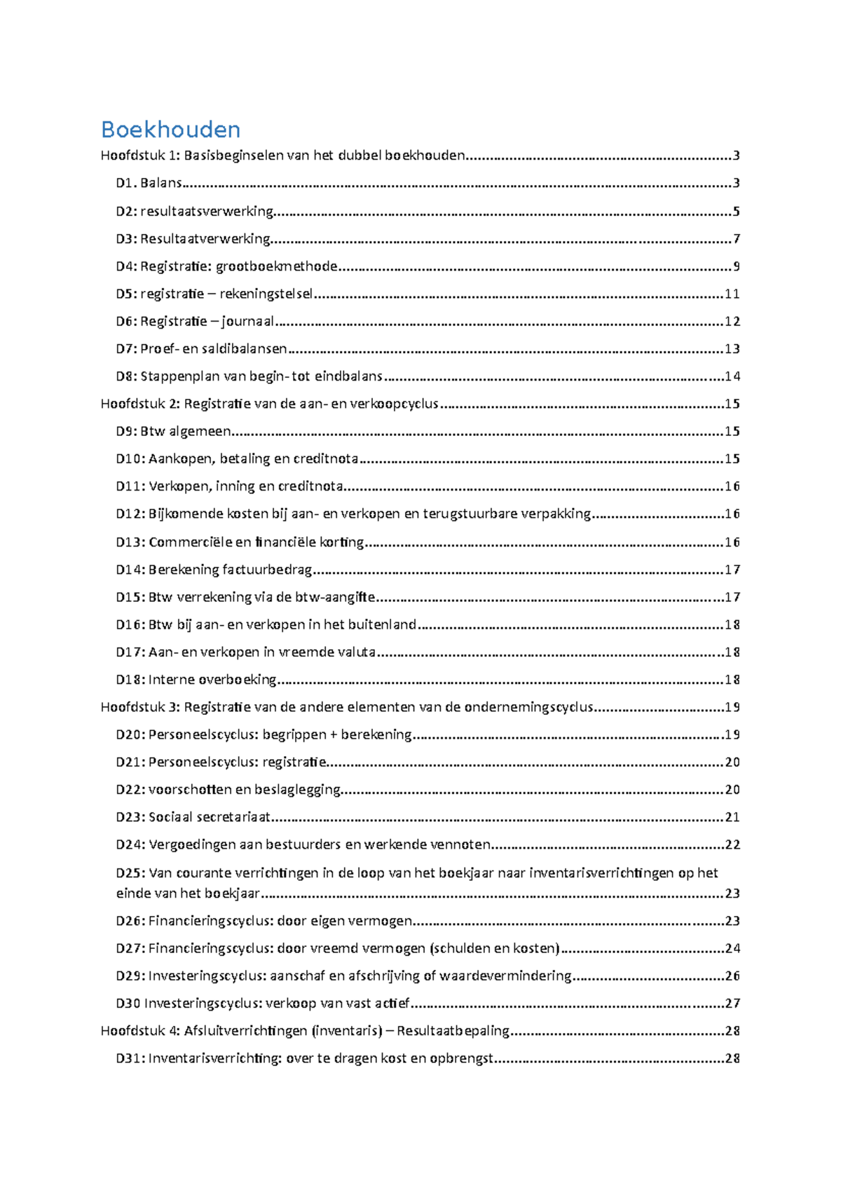 SV Boekhouden - Boekhouden Hoofdstuk 1: Basisbeginselen Van Het Dubbel ...