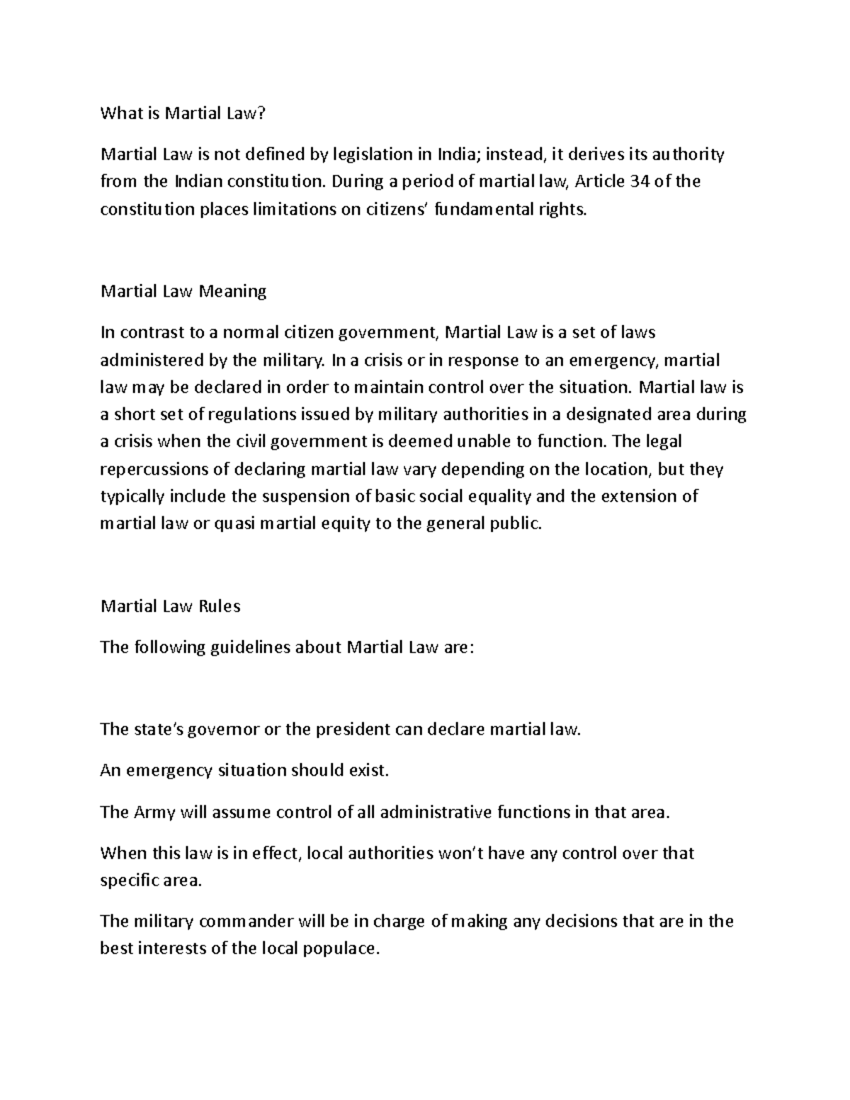 Martial Law What Is Martial Law Martial Law Is Not Defined By