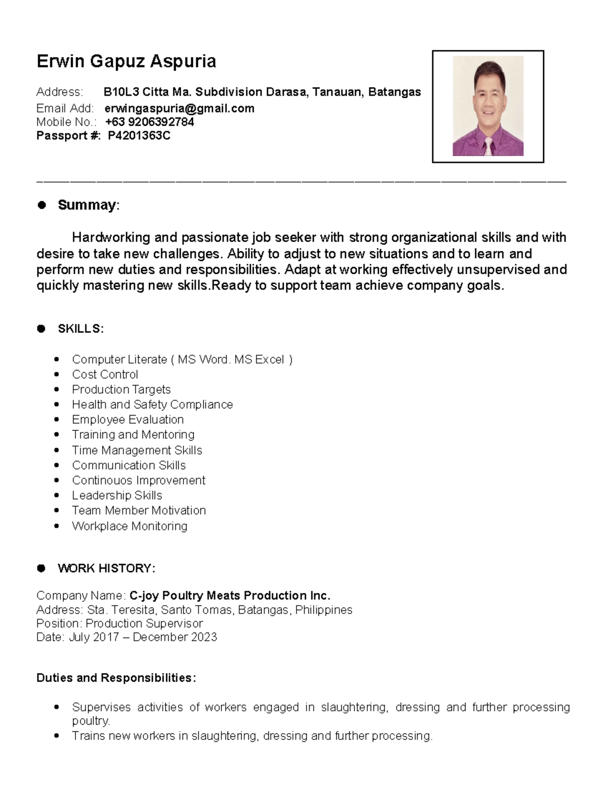 Erwin-Aspuria-Resume updated 2 - Erwin Gapuz Aspuria Address: B10L3 ...