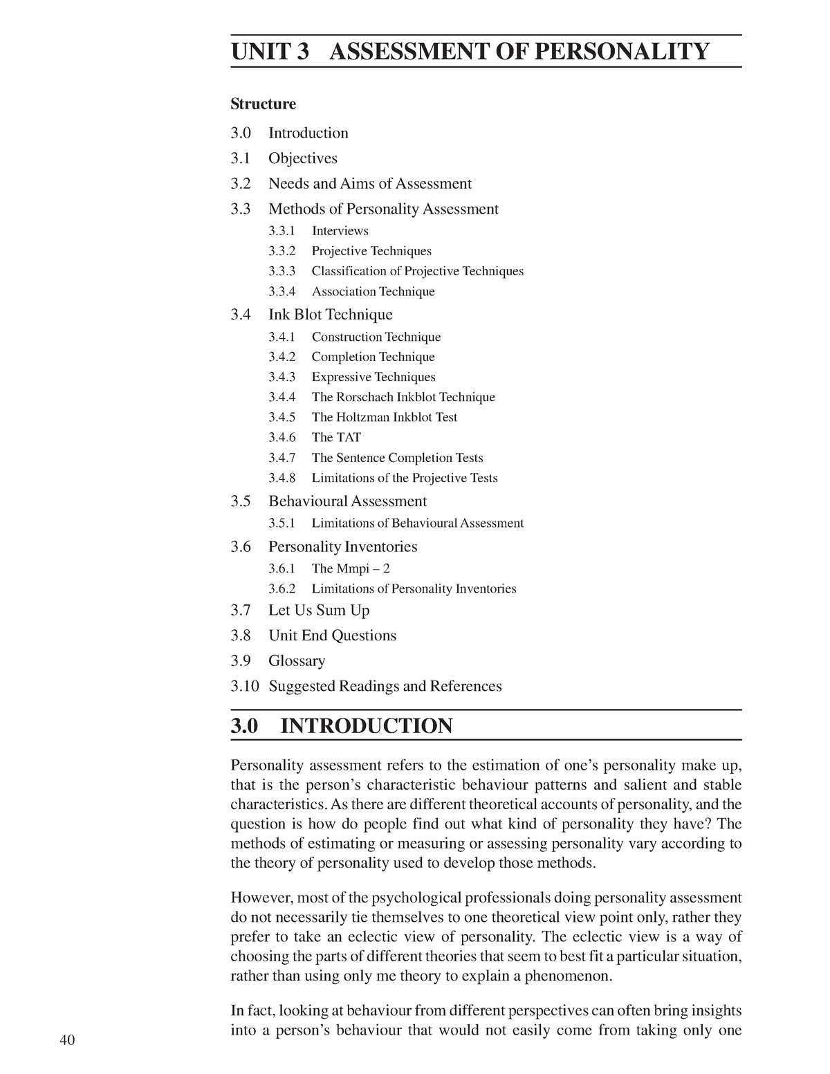 Unit-3 - Unit 3 psychology - Personality: Theories and Assessment UNIT ...