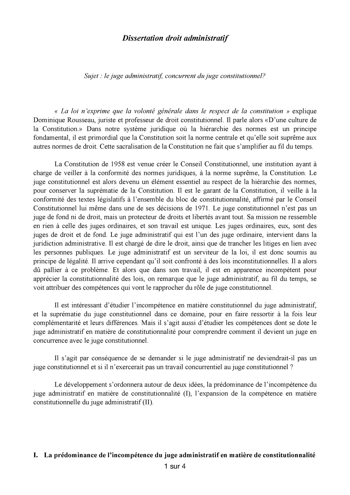 Dissertation Le Juge Administratif Concurrent Du Juge Constitutionnel Dissertation Droit 