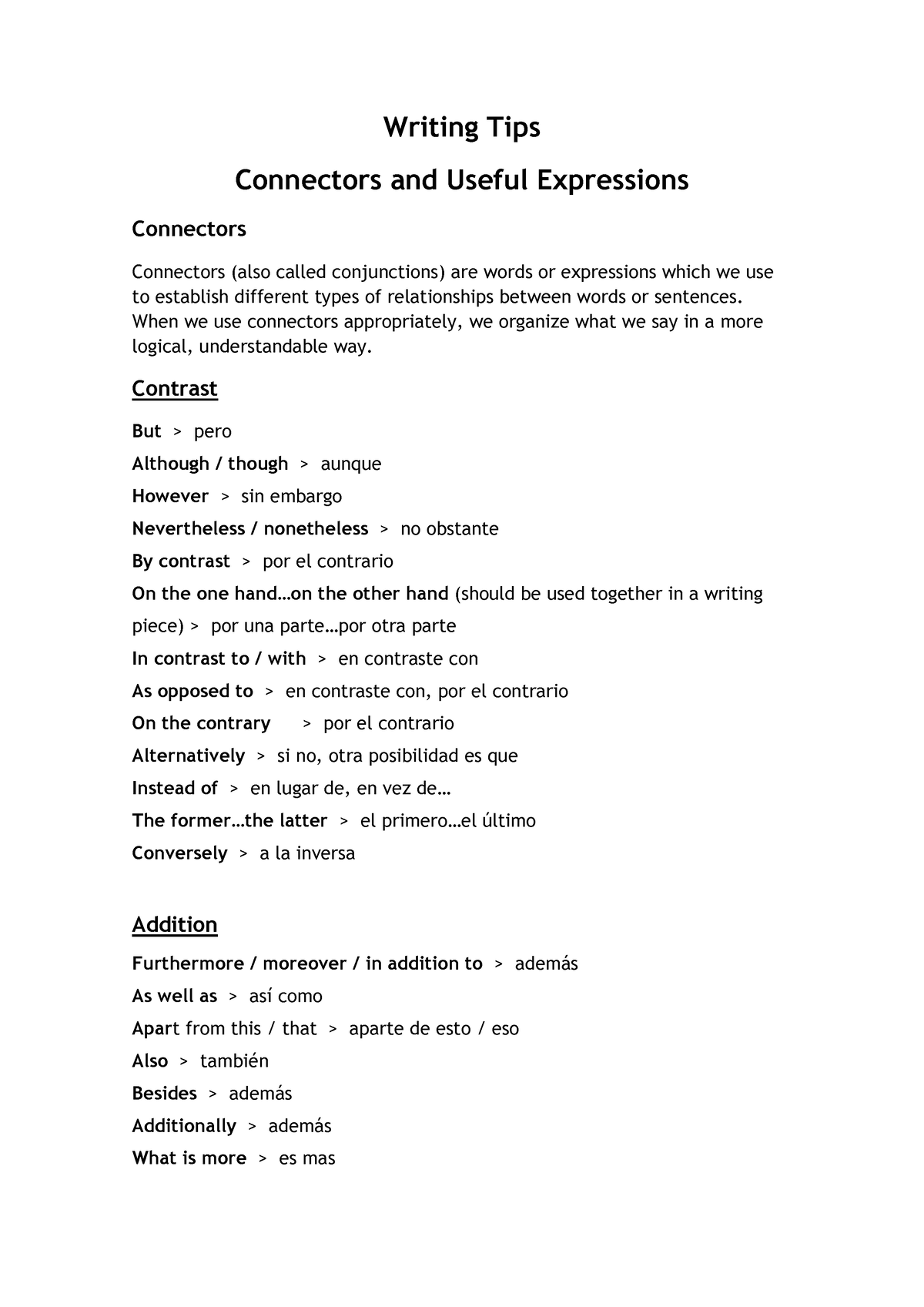 essay writing connectors and useful expressions pdf