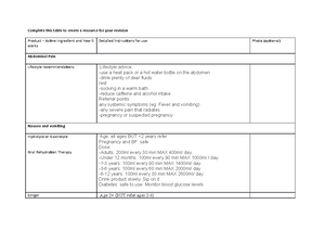 OSCEs product table week 7 - Complete this table to create a resource ...