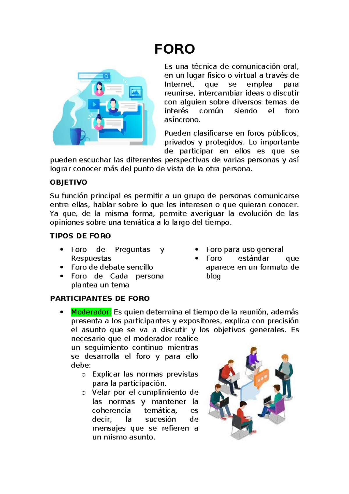 FORO- Comunicacion - FORO Es una técnica de comunicación oral, en un ...