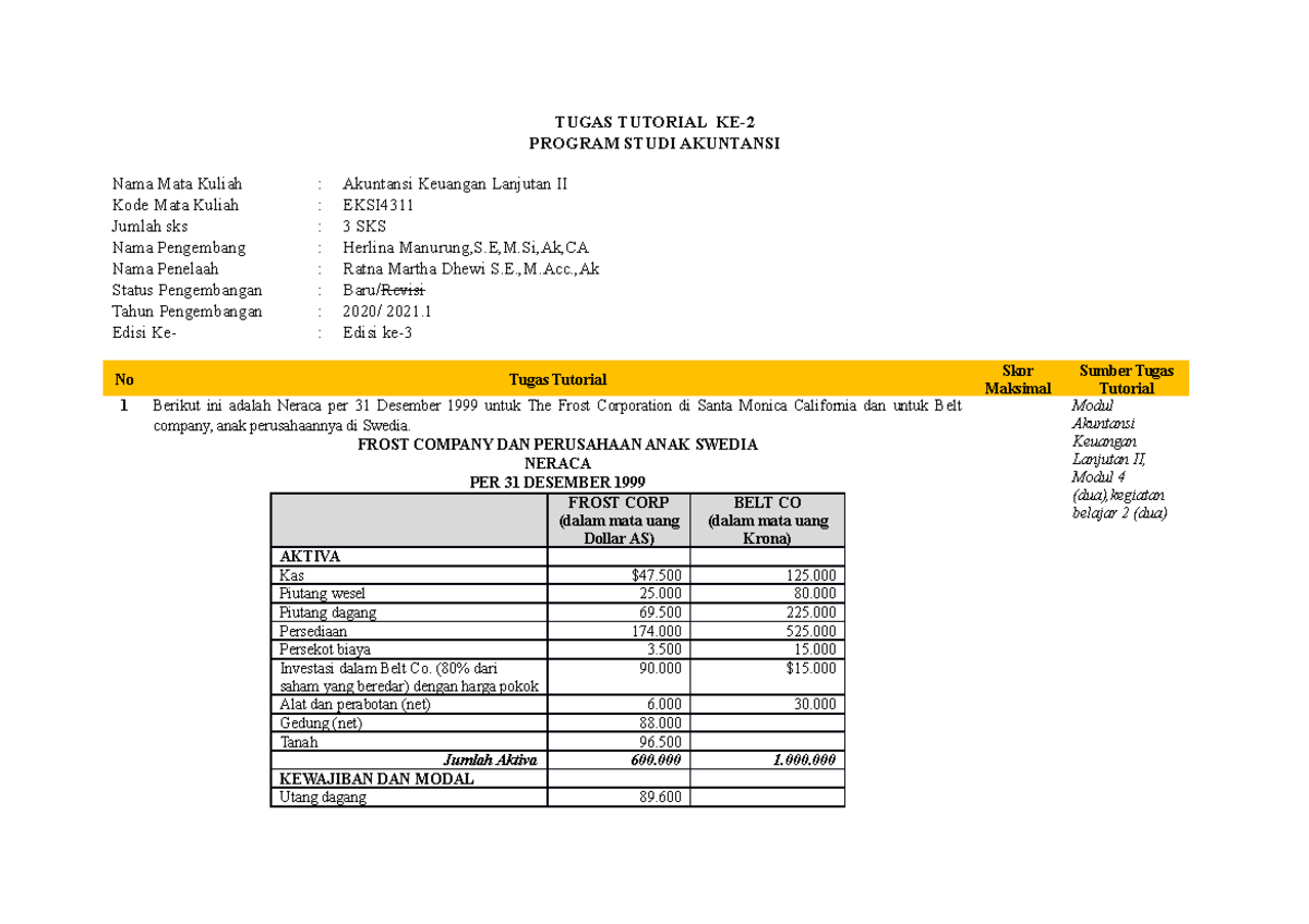 Tugas 2AKL - BMP EKMA 4413MODUL 4 - TUGAS TUTORIAL KE- PROGRAM STUDI ...