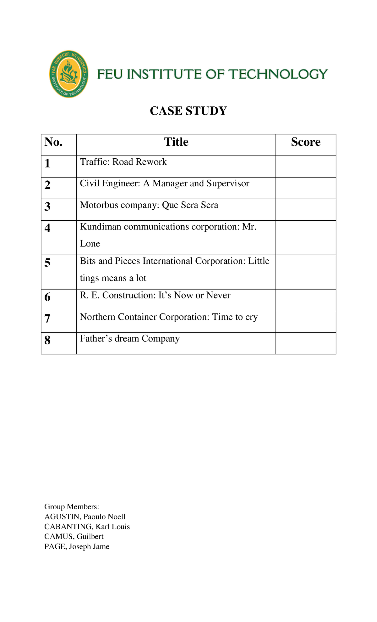 engineering management case study examples