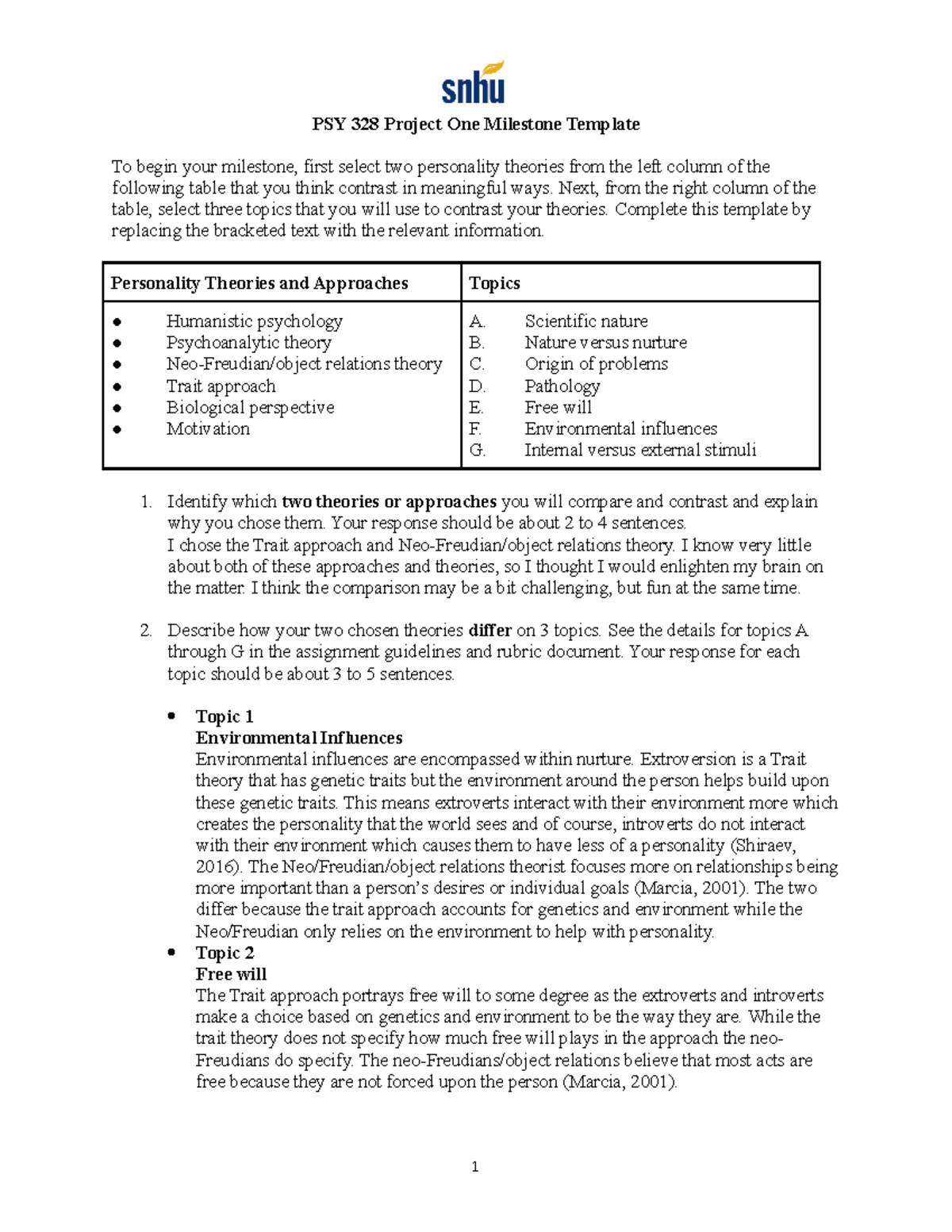 PSY 328 Project One Milestone - Next, From The Right Column Of The ...