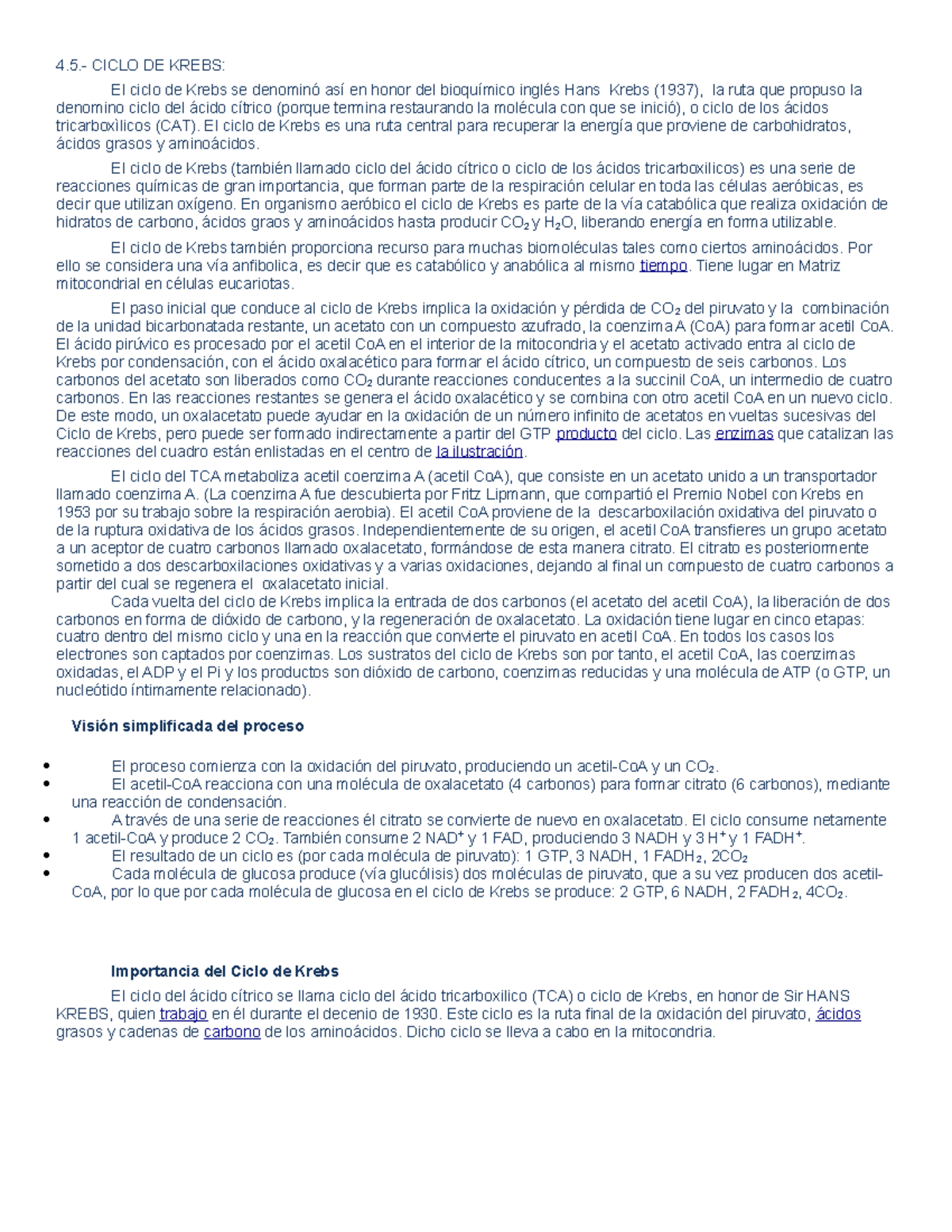 4 5 Ciclo DE Krebs Resumen Biolog a Celular 4 CICLO DE KREBS 