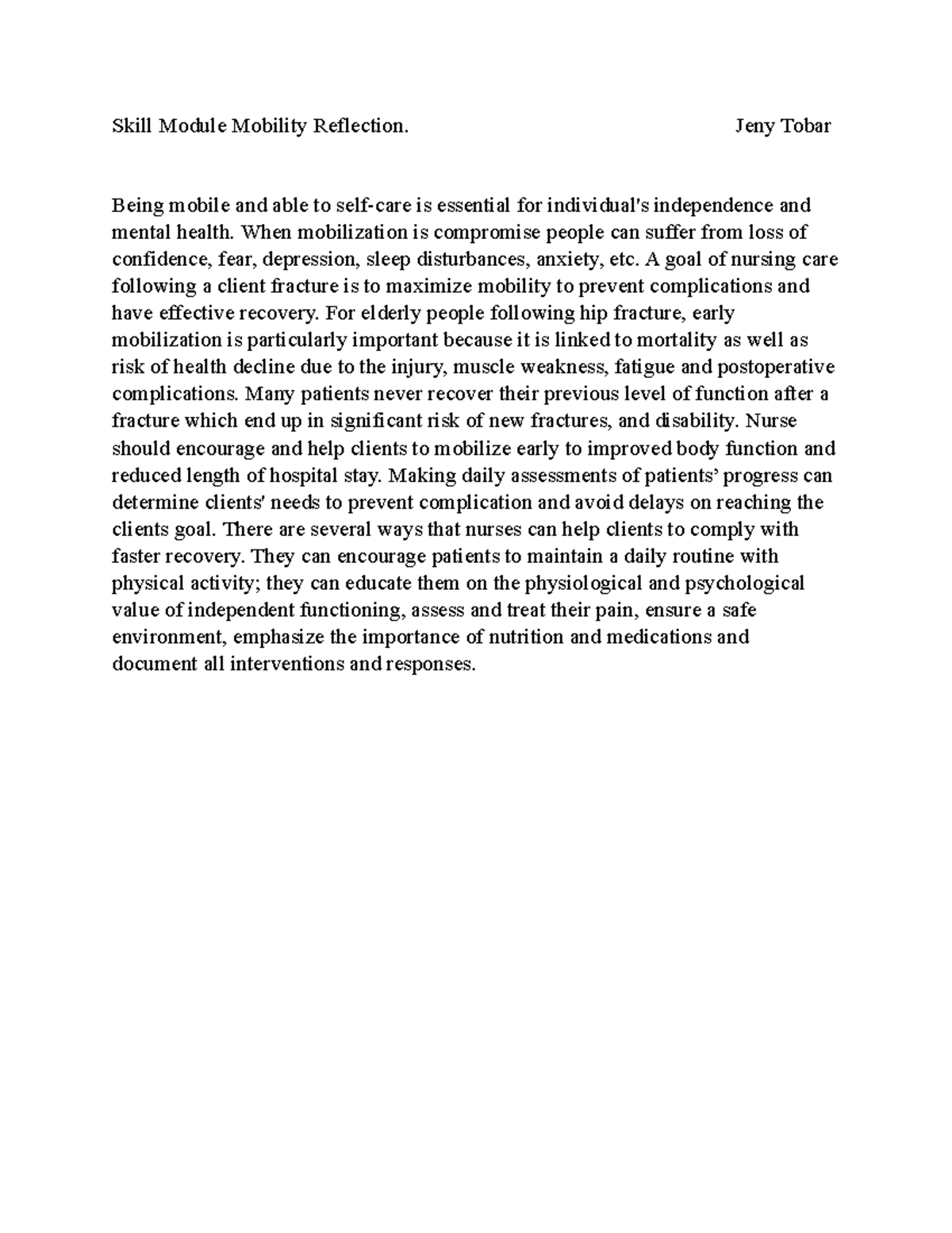 Skill Module Mobility Reflection fundamental - Skill Module Mobility ...