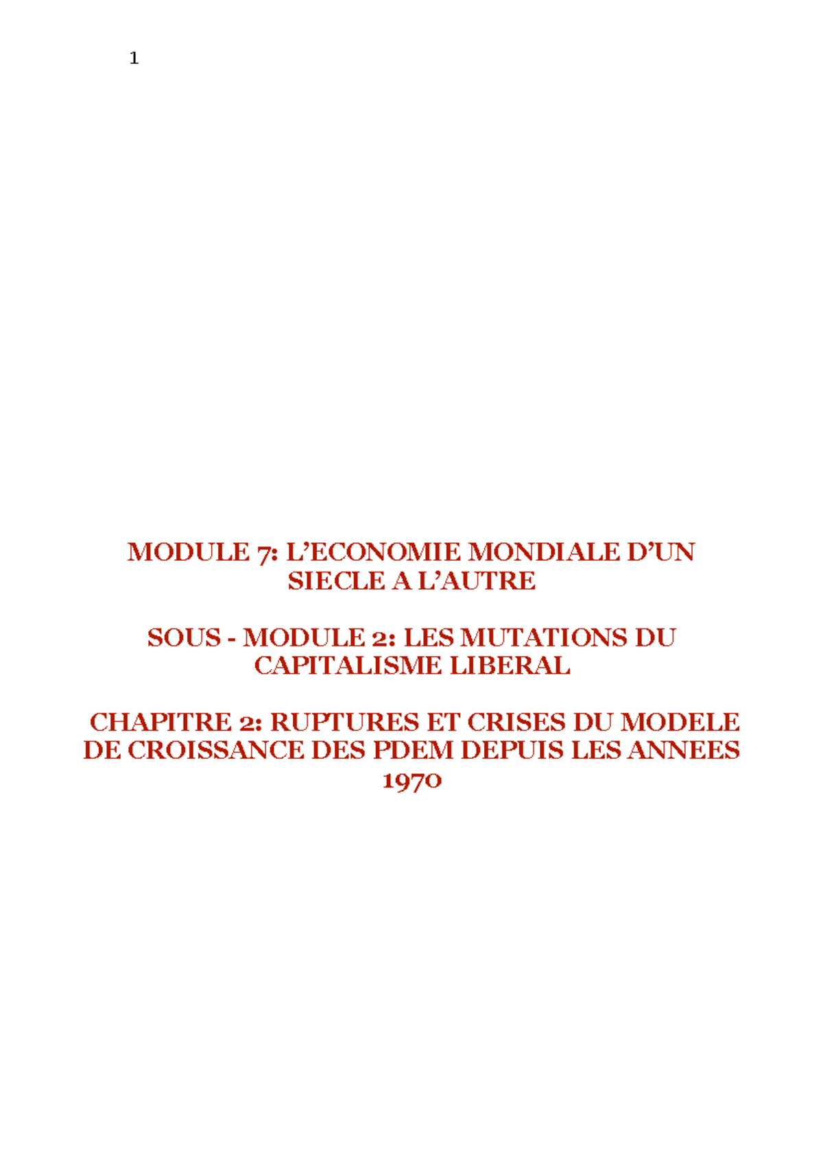Chapitre 2 Ruptures et crises du modèle de croissance des PDEM depuis ...