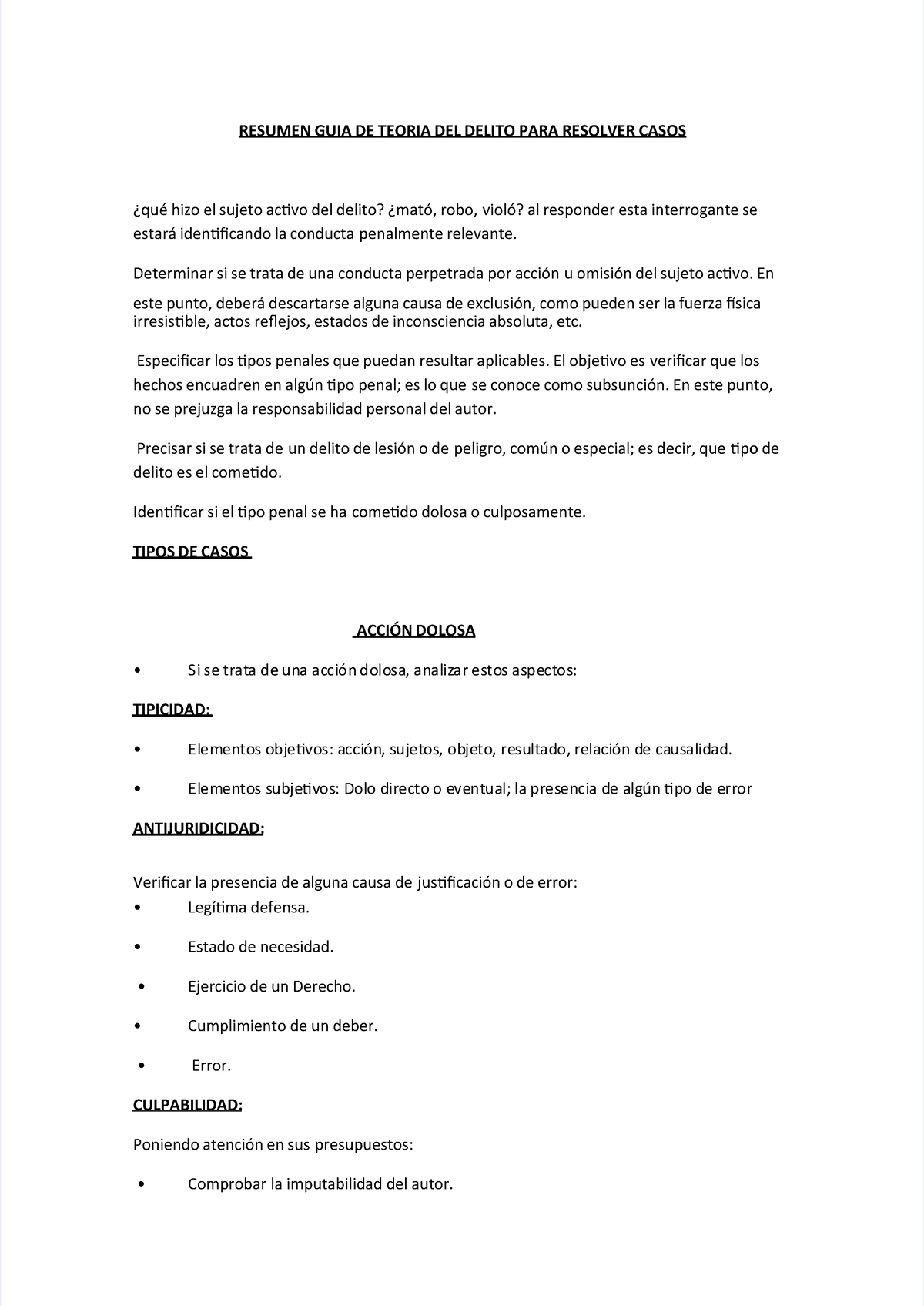 Guia Para Resolver Casos Penal Resumen Guia De Teoria Del Delito Para Resolver Casosresumen 6906