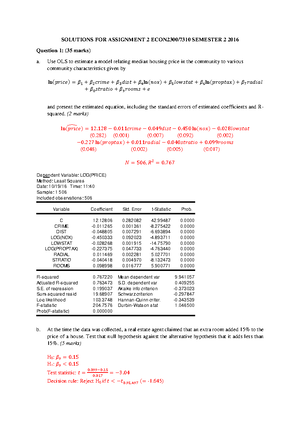 ECON2300 Lectures - Not Finished Lecture Notes - ECON2300 Lectures W ...