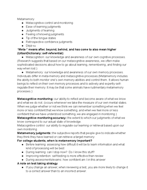 EXAM 3 Lecture Notes - 11/18: Lecture 20 – False Memory False memory ...