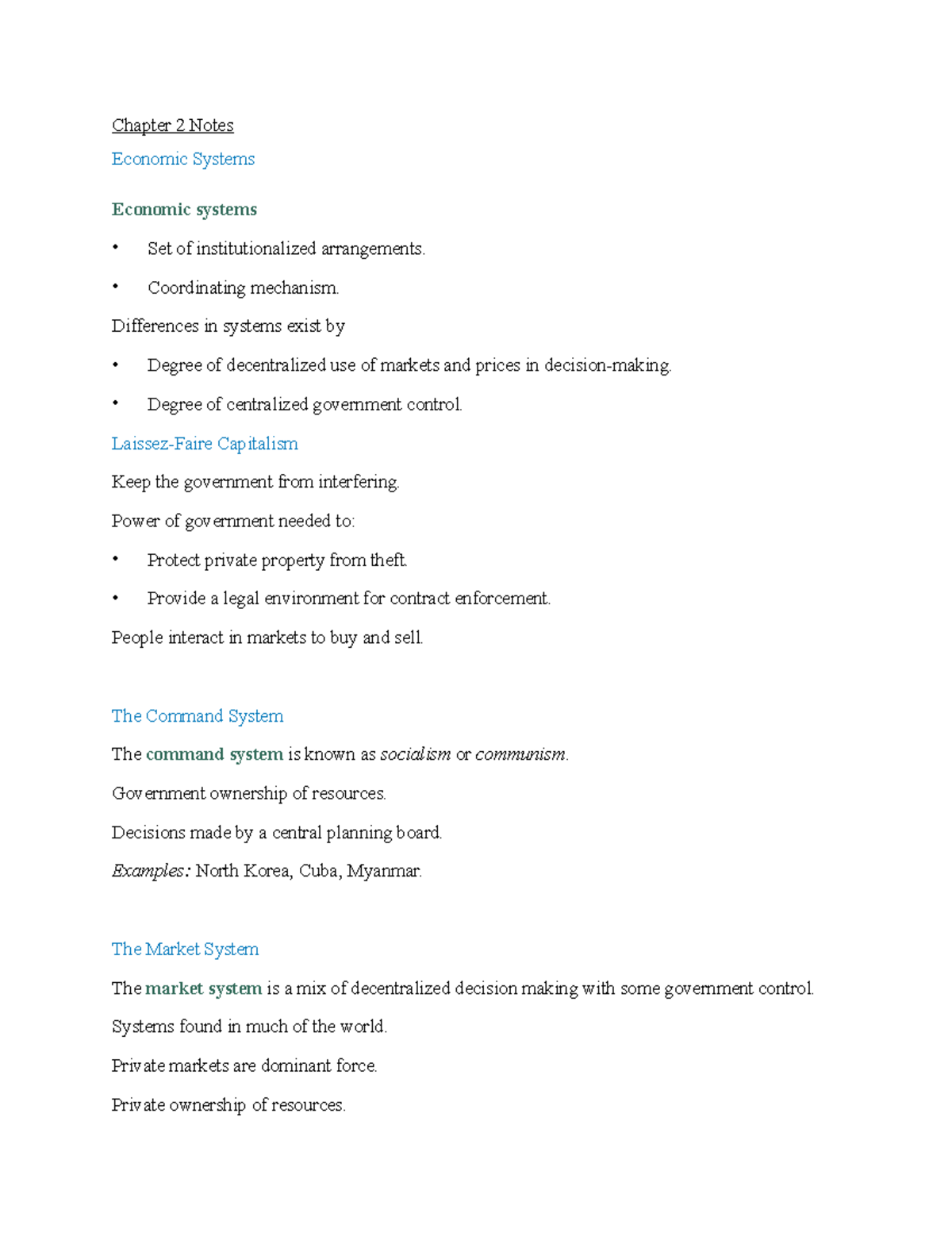 be-202-chapter-2-textbook-notes-chapter-2-notes-economic-systems