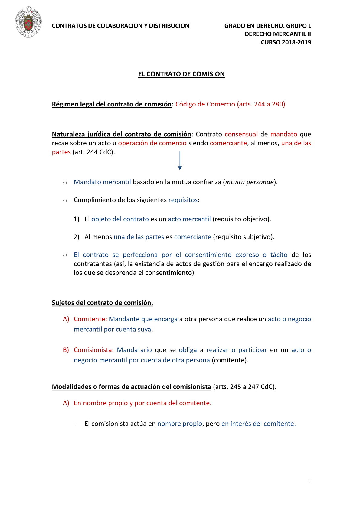 Tema 5 Contratos De Colaboracion Y Distribucion Derecho Mercantil Ii Grupo L Curso 2018 2019 Studocu