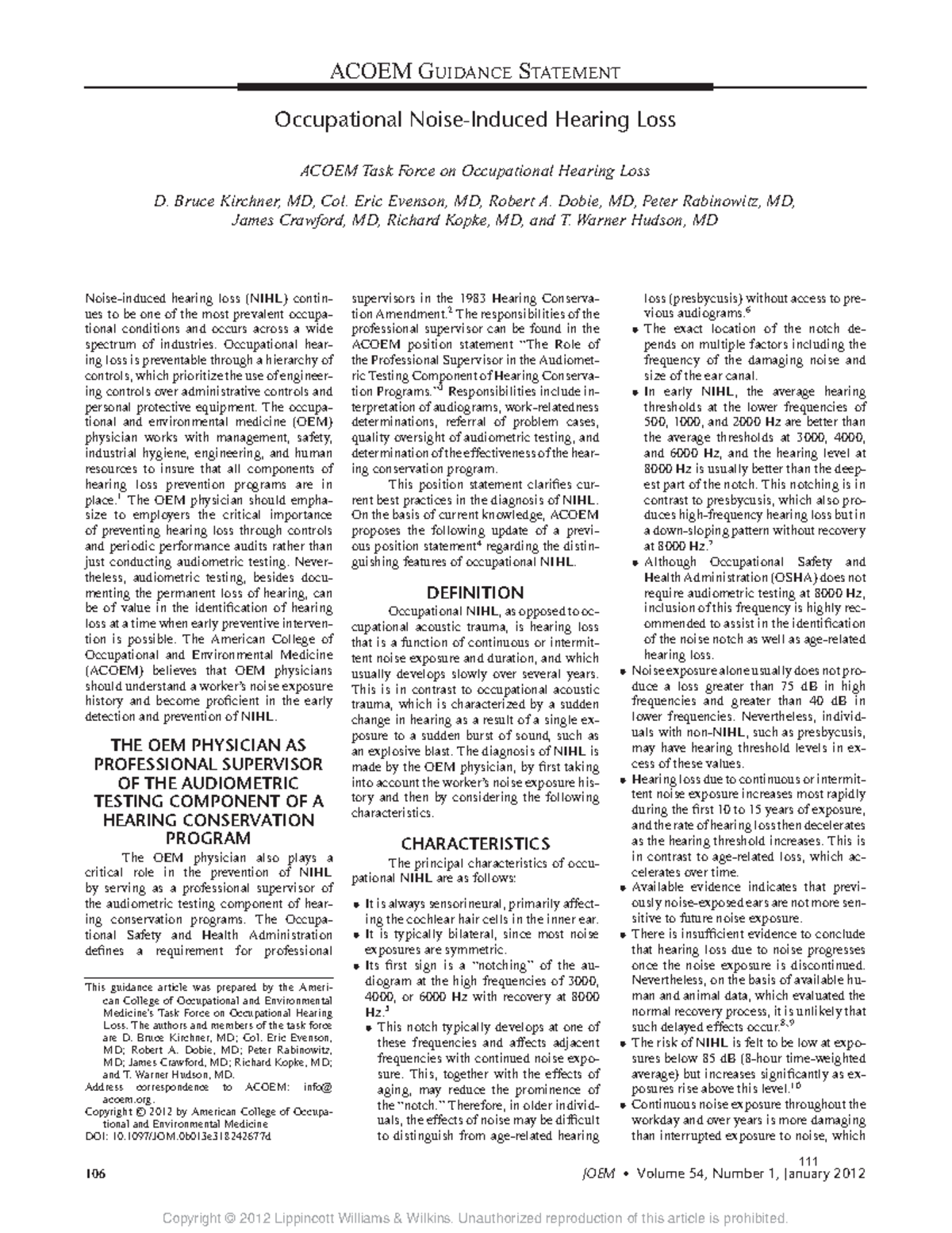 Acoem policies and position - ACOEM GUIDANCE STATEMENT Occupational ...