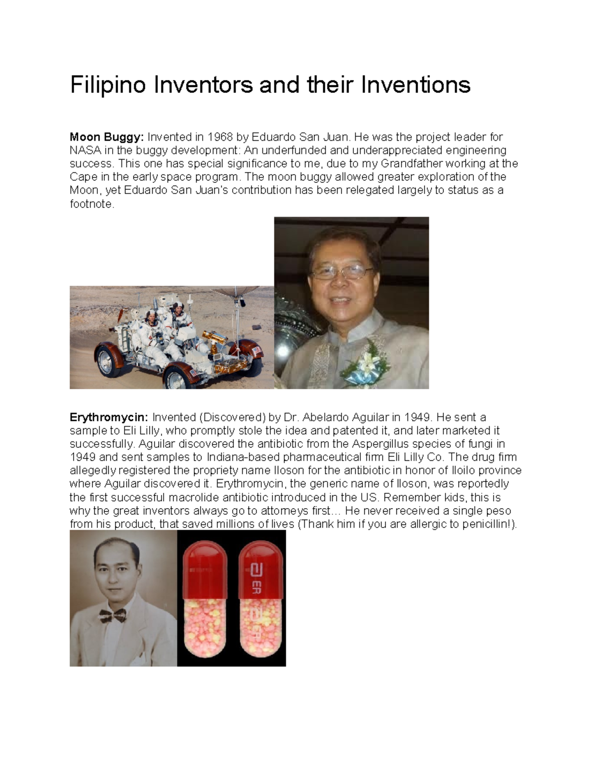 Filipino inventors - He was the project leader for NASA in the buggy ...