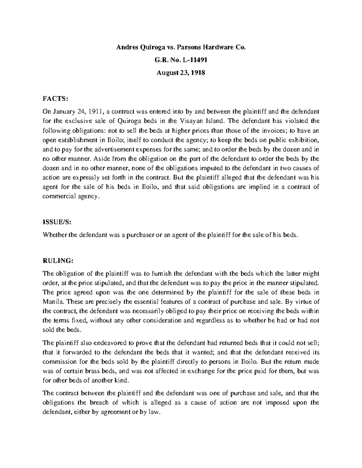 Law on Sales CASE Digest - Warning: TT: undefined function: 32 Andres ...