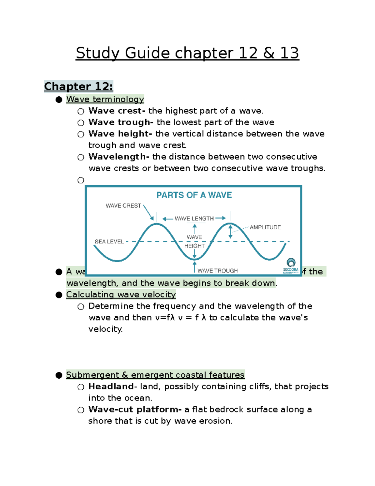 Study Guide chp 12 and 13 Study Guide chapter 12 & 13 Chapter 12