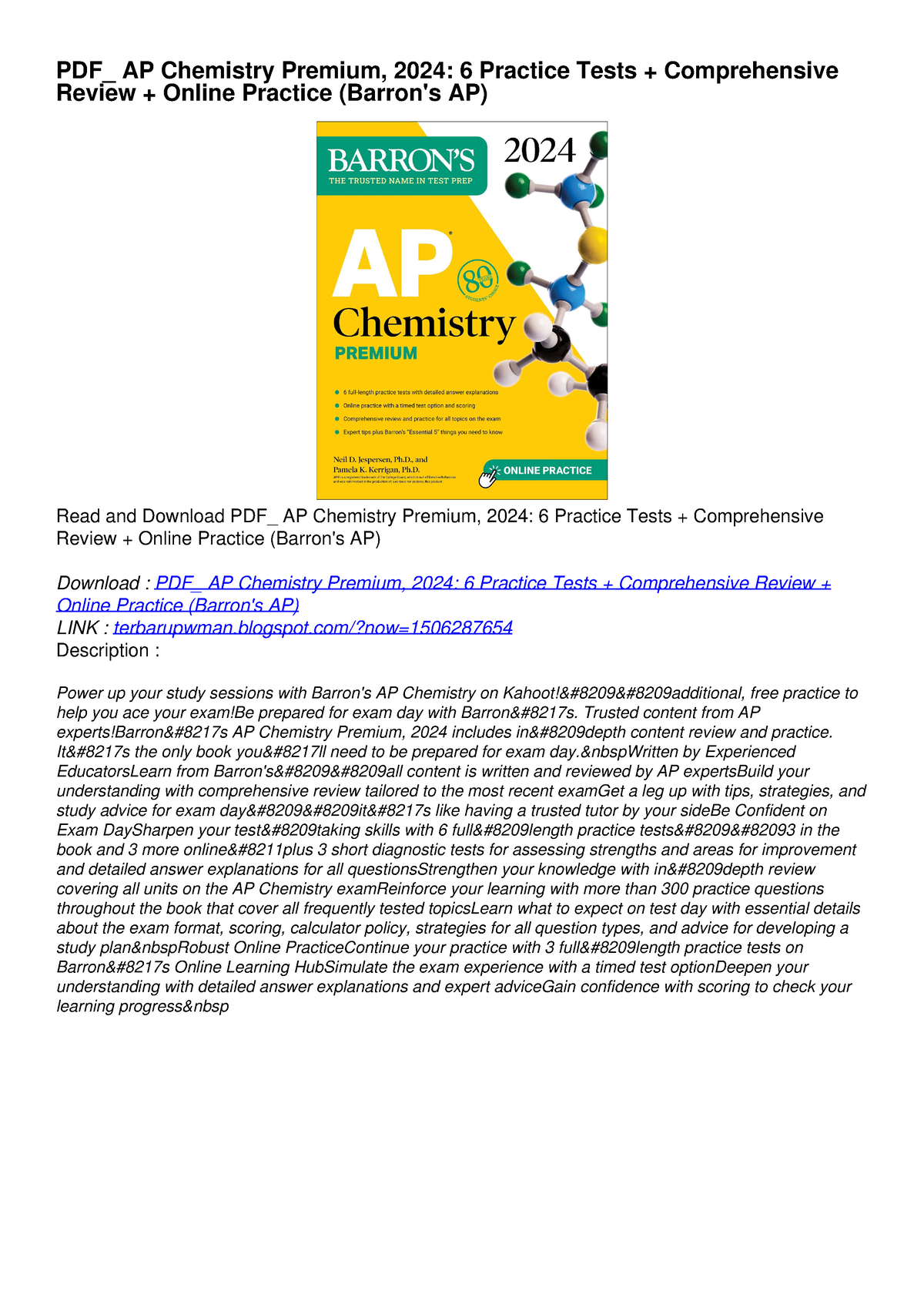 PDF_ AP Chemistry Premium, 2024 6 Practice Tests + Comprehensive