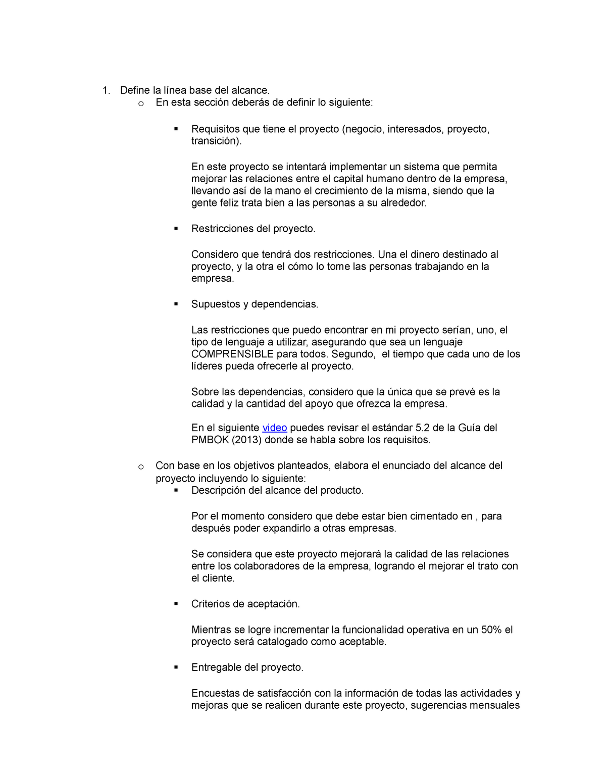 Ejercicios Diversos Define La Línea Base Del Alcance O En Esta Sección Deberás De Definir Lo 0163