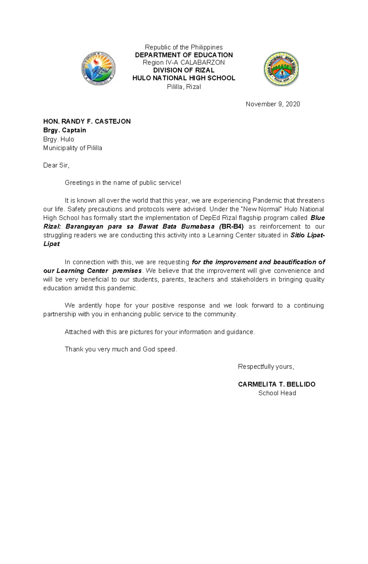 515134683-Request-letter-for-beautification-of-Learning-Hub - Republic ...