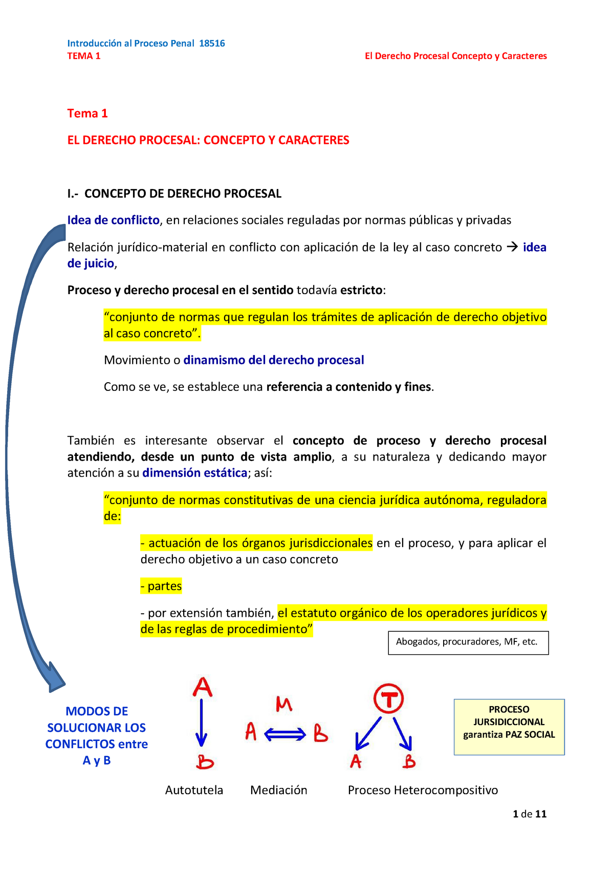 Tema 1 Esquema Procesal Penal - TEMA 1 El Derecho Procesal Concepto Y ...