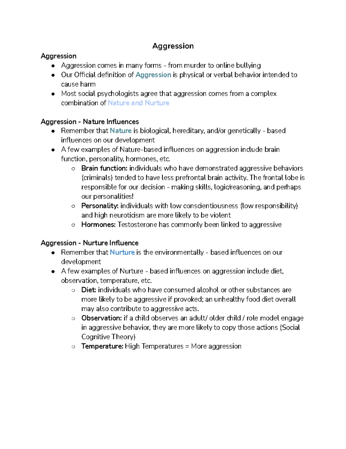 Module 7 Aggression - Social Psychology Notes - PSYC 2319 - Studocu
