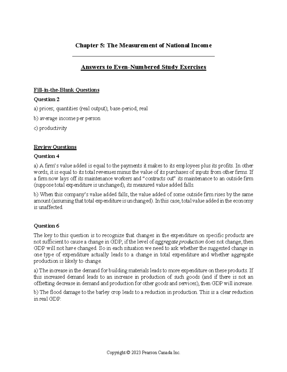 Ch 5 Study Exercise Solutions - Chapter 5: The Measurement of National ...