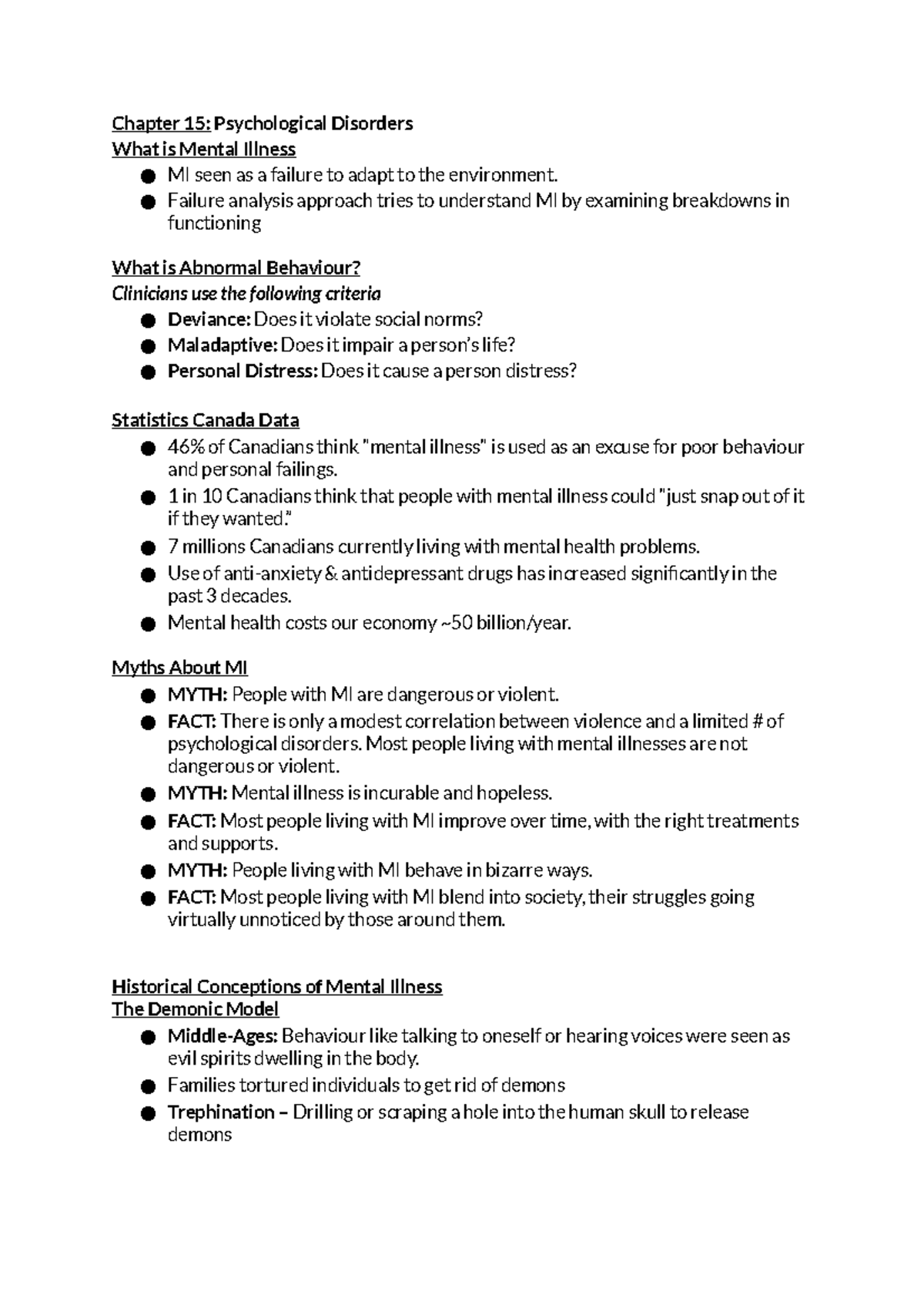 Psych Chapter 15 - Chapter 15: Psychological Disorders What is Mental ...