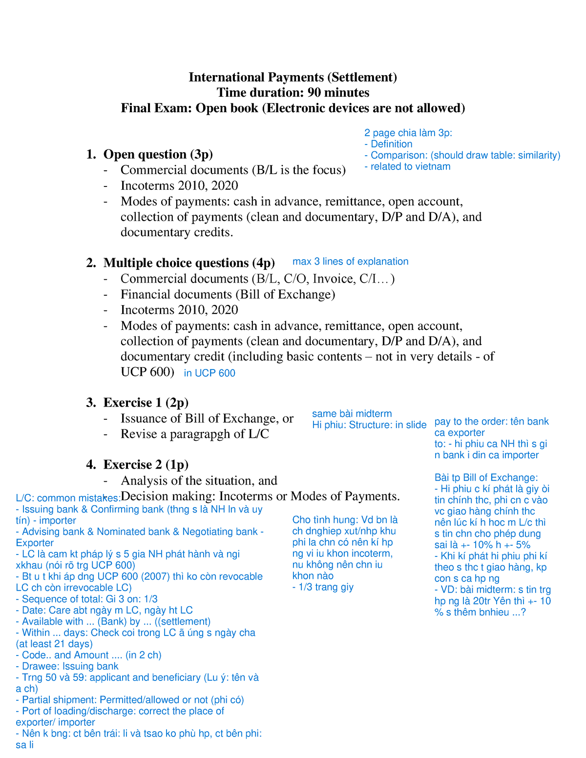 International Payments Final Exam Structure - International Payments ...