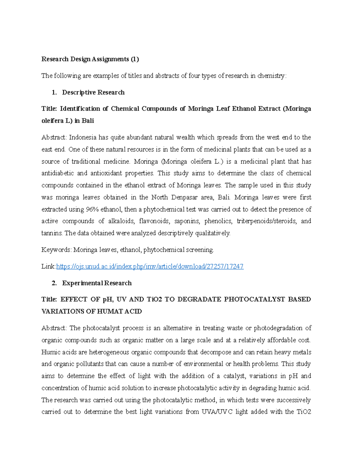 assignment types of research