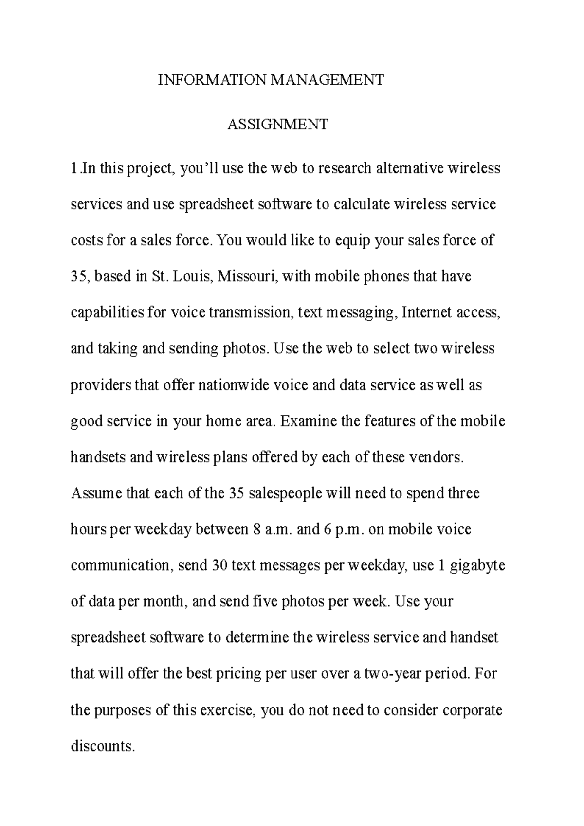 Information Management 7 - INFORMATION MANAGEMENT ASSIGNMENT 1 this ...