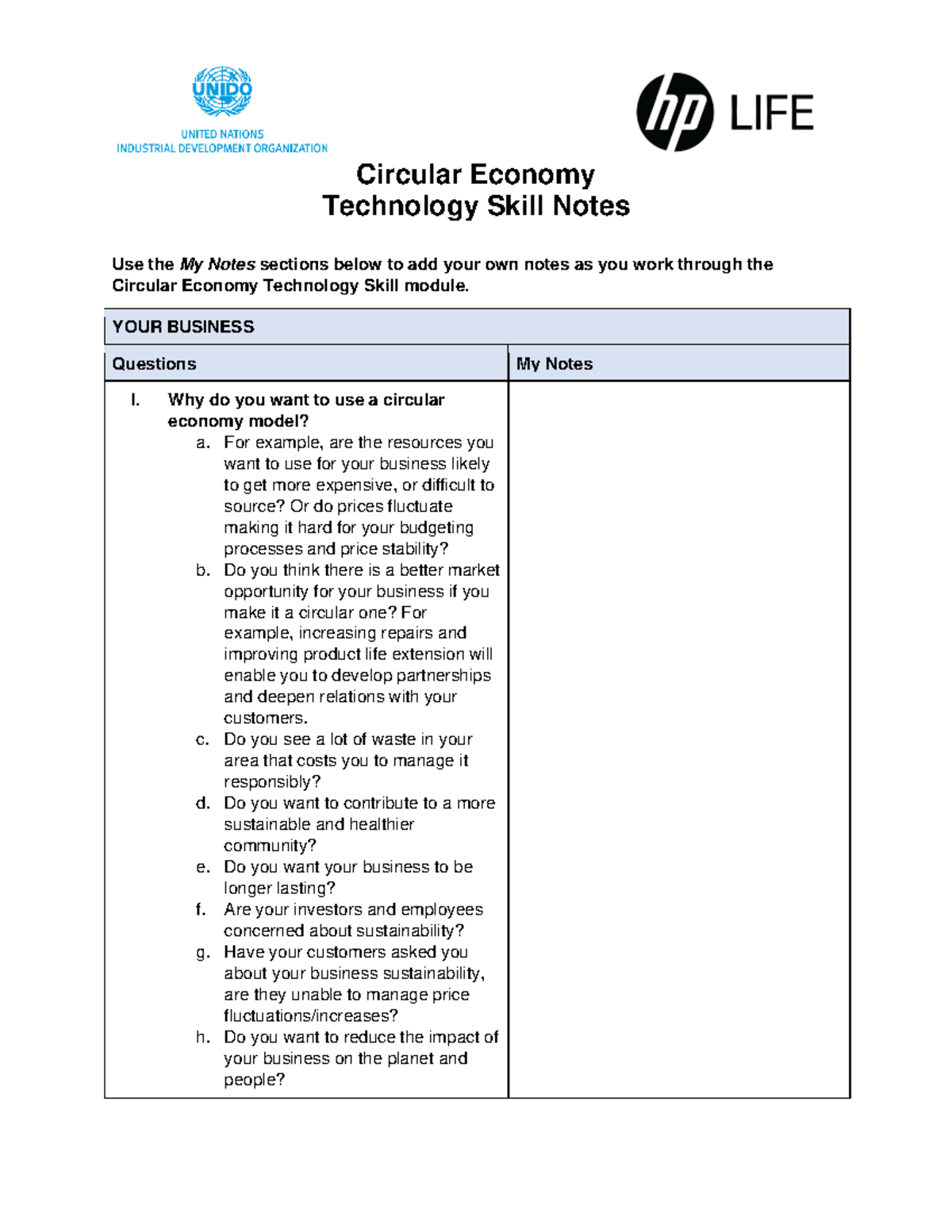 Circular Economy, Technology Skill Notes - Circular Economy Technology ...