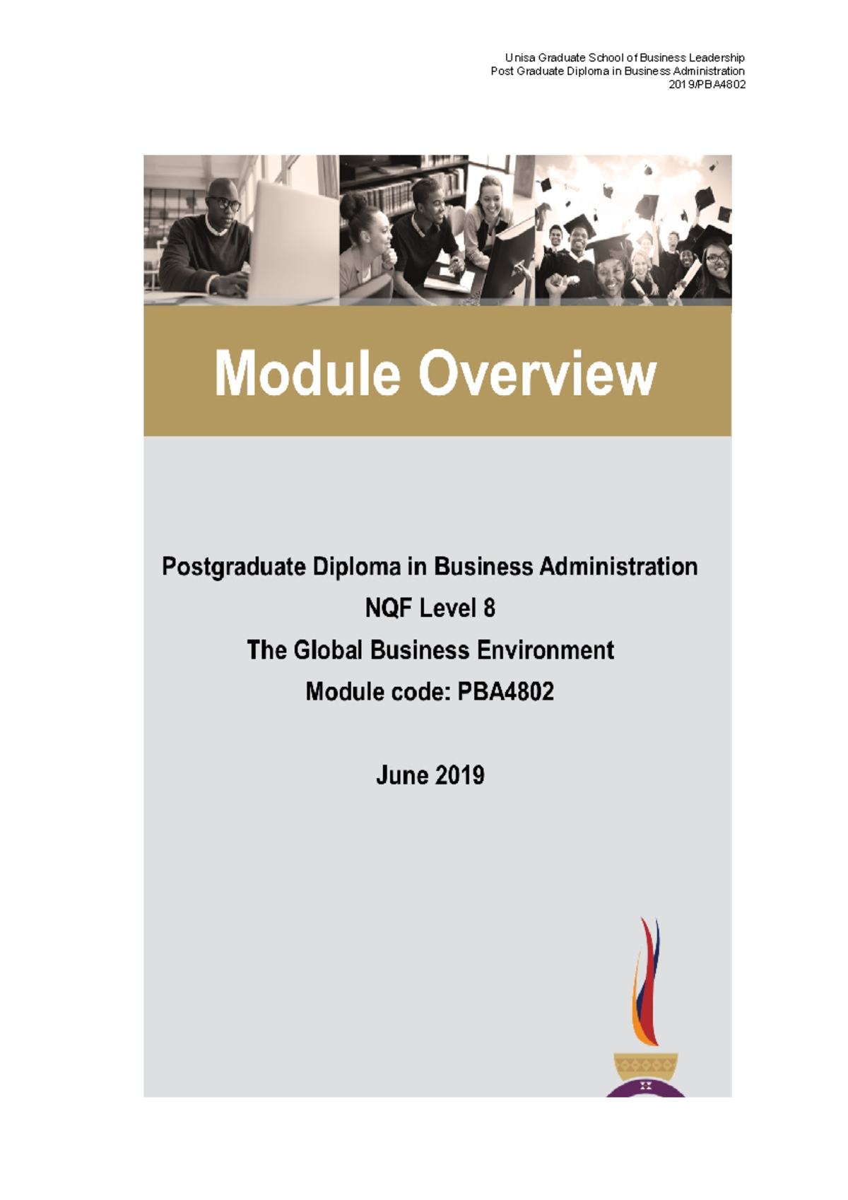 Global+Business+Module+Overview+PGD 2019 Unisa Graduate School of