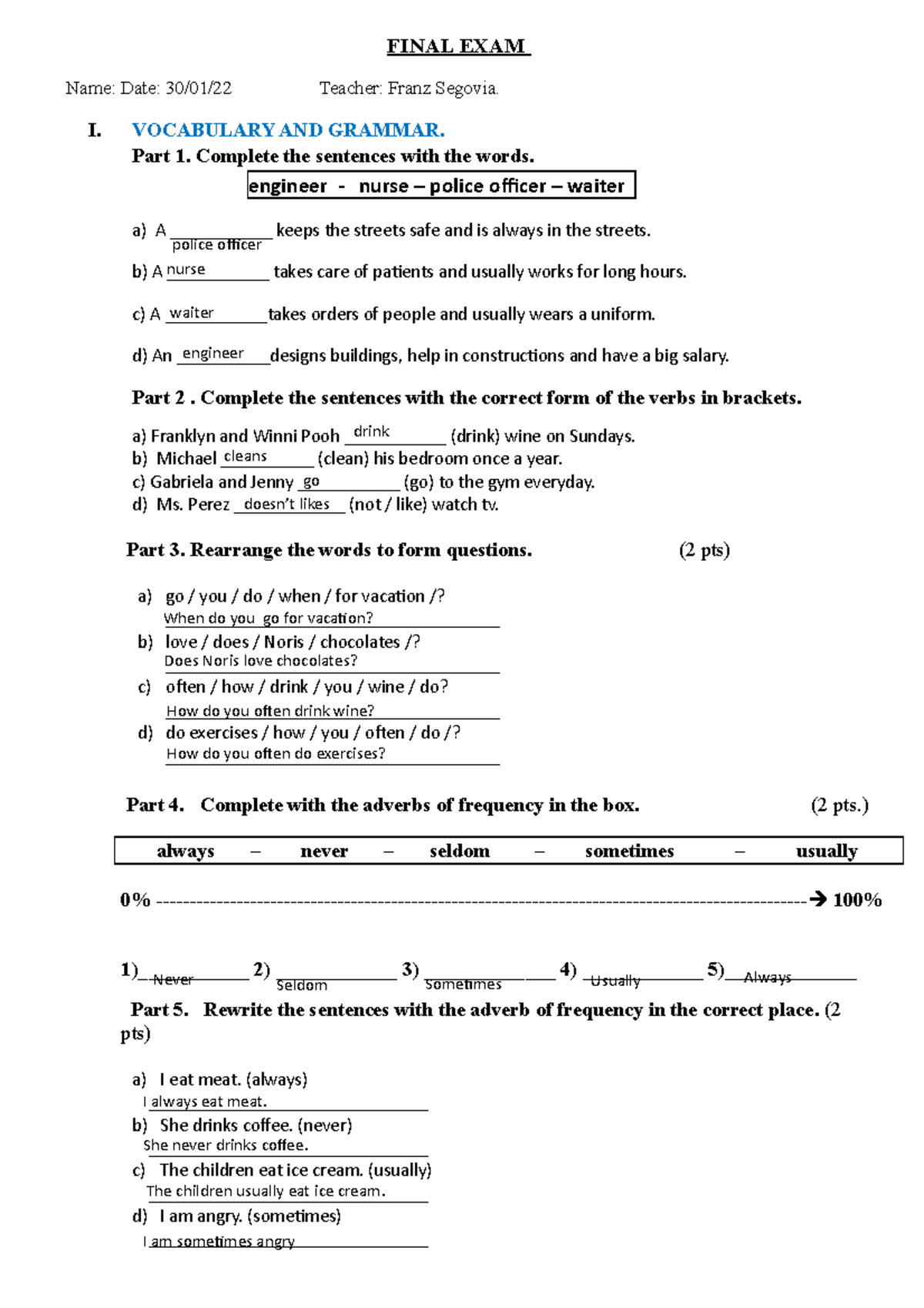 Functional 1 Final Exam Final Exam Name Date 30 01 22 Teacher Functional 1 Final Exam Final Exam Name Date 30 01 22 Teacher