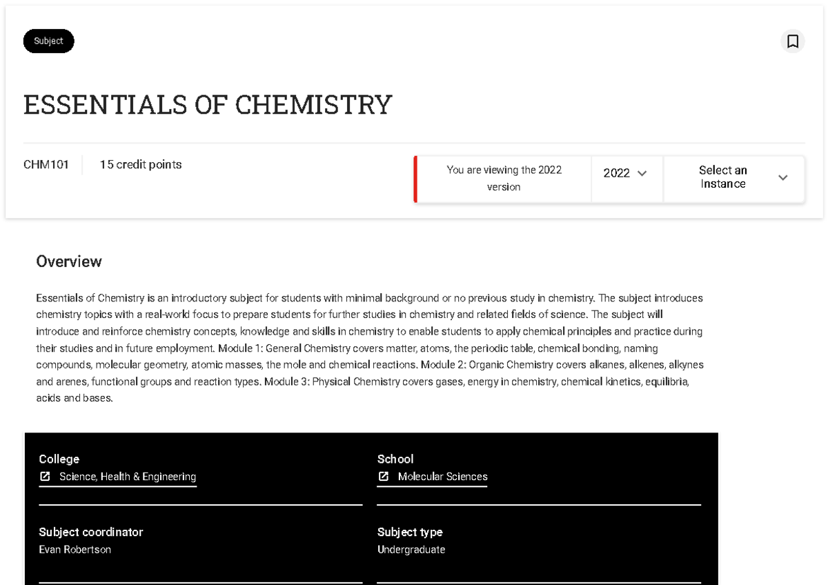 CHM101- Essentials OF Chemistry - Subject ESSENTIALS OF CHEMISTRY ...