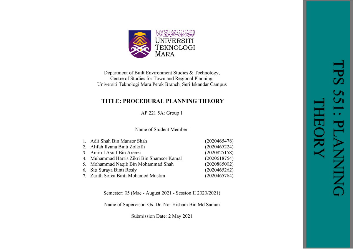 Procedural Theory Planning Studocu